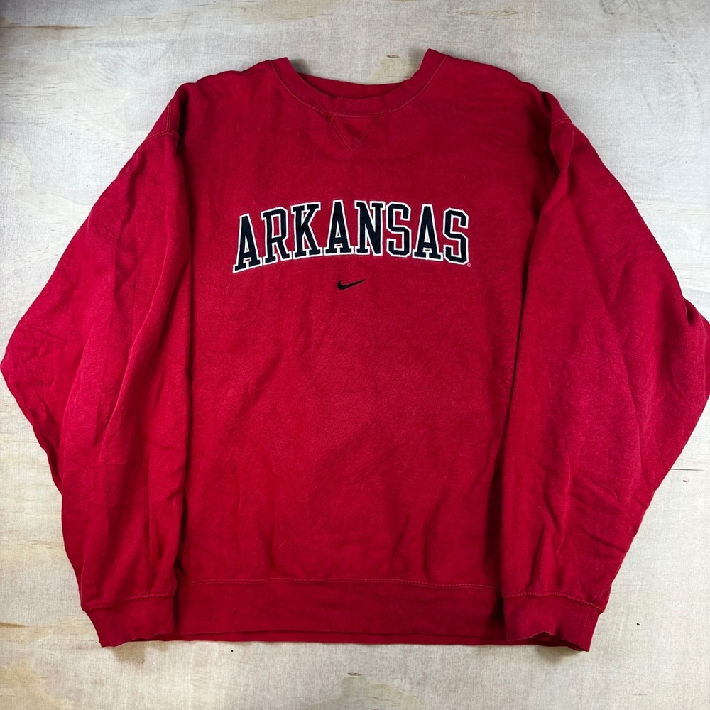 Nike Team Arkansas Razorbacks Sweatshirt Mens XXL Red Vintage Crewneck